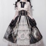 mechanical butterfly lolita split set elegant mid length skirt shirt