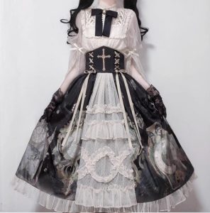 mechanical butterfly lolita split set elegant mid length skirt shirt