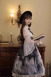 mechanical butterfly lolita split set elegant mid length skirt shirt