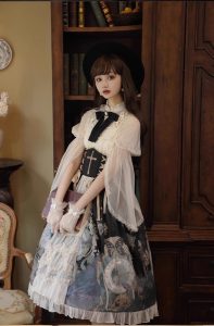 mechanical butterfly lolita split set elegant mid length skirt shirt