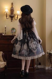 mechanical butterfly lolita split set elegant mid length skirt shirt