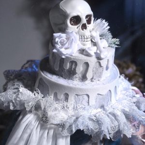 zombie bride, white gothic cake, skull, european dome, christmas tie hat