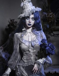 zombie bride, white gothic cake, skull, european dome, christmas tie hat