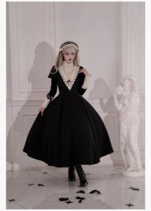 lolita gothic sister black long and short op sleeve apron