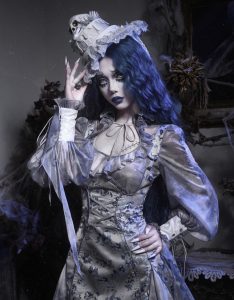 zombie bride, white gothic cake, skull, european dome, christmas tie hat