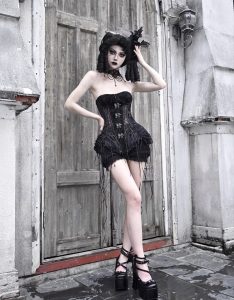 alice in hell gothic atmosphere fishbone tie birdcage corset for christmas