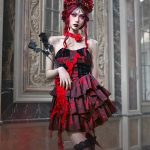 the feast of the underworld: gothic three dimensional rose heavy industry jacquard cross strapless dress for christmas