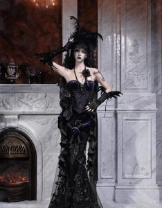 a magnificent gothic embroidered fishtail dress dress for the day of mourning