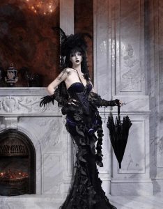 a magnificent gothic embroidered fishtail dress dress for the day of mourning