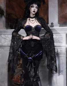 a magnificent gothic embroidered fishtail dress dress for the day of mourning