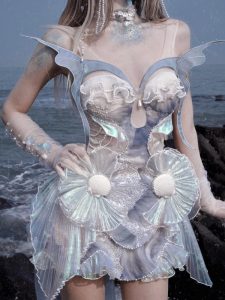 the call of the sea monster mermaid lace up polarized bra halter island vacation dress christmas