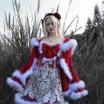 christmas worship gothic bow pu plush woolen coat coat