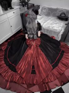 gothic black and red punk style wedding dress