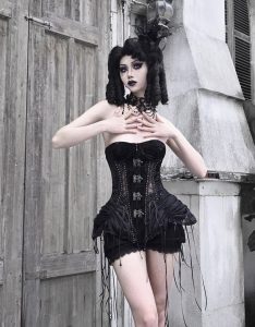alice in hell gothic atmosphere fishbone tie birdcage corset for christmas