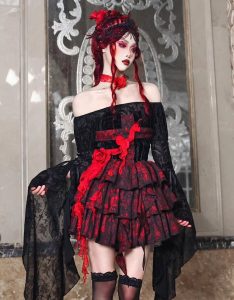 the feast of the underworld: gothic three dimensional rose heavy industry jacquard cross strapless dress for christmas