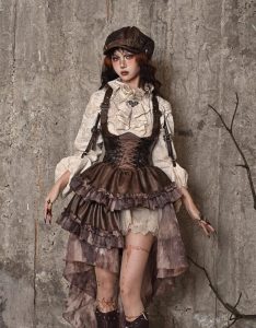 exile journey steampunk maillard pu chest strap strapless skirt for christmas