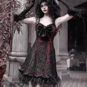 new year's carol dark gothic christmas bow slimming halter dress