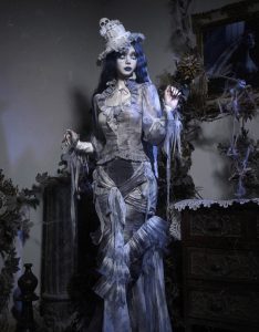 zombie bride, white gothic cake, skull, european dome, christmas tie hat