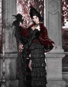 castle horror red gothic velvet corset and strapless top