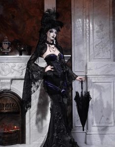 a magnificent gothic embroidered fishtail dress dress for the day of mourning