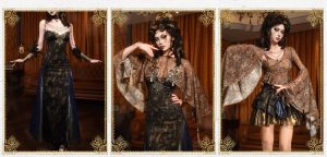 as the lights come on, a niche gilded corset fishbone corset dress from diancang heavy industry for christmas