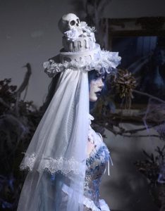 zombie bride, white gothic cake, skull, european dome, christmas tie hat