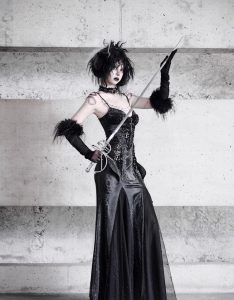 snake eye shadow, snake patterned elastic gothic halter dress, evening dress, fishtail dress for christmas