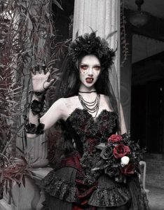 castle horror red gothic velvet corset and strapless top