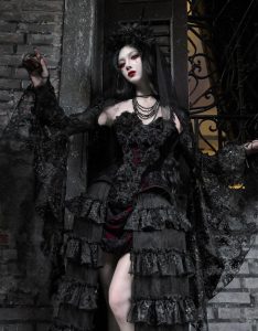 castle horror red gothic velvet corset and strapless top