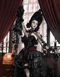 castle horror red gothic velvet corset and strapless top