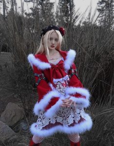 christmas worship gothic bow pu plush woolen coat coat