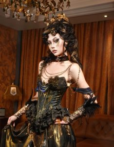 as the lights come on, a niche gilded corset fishbone corset dress from diancang heavy industry for christmas