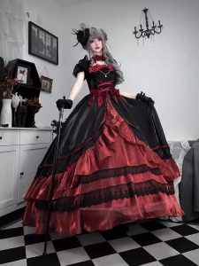 gothic black and red punk style wedding dress