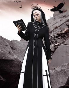 the nun judges the gothic dark heavy heavy cross woolen coat for christmas