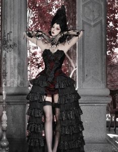 castle horror red gothic velvet corset and strapless top