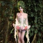 forest spirit flower goddess fishbone chest dress, fairy like and ethereal dress