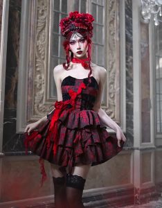 The Feast of the Underworld: Gothic three-dimensional Rose Heavy Industry Jacquard cross strapless dress for Christmas the feast of the underworld: gothic three dimensional rose heavy industry jacquard cross strapless dress for christmas