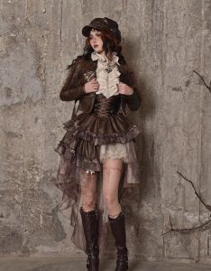 exile journey steampunk maillard pu chest strap strapless skirt for christmas