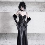 snake eye shadow, snake patterned elastic gothic halter dress, evening dress, fishtail dress for christmas