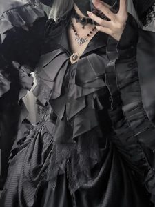 Dreaming of a Lolita top shirt with long sleeves, dark gothic style and a V-neck slimming base layer dreaming of a lolita top shirt with long sleeves, dark gothic style and a v neck slimming base layer