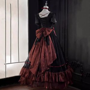 gothic black and red punk style wedding dress