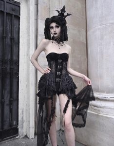 alice in hell gothic atmosphere fishbone tie birdcage corset for christmas