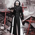 the nun judges the gothic dark heavy heavy cross woolen coat for christmas