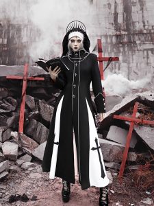 the nun judges the gothic dark heavy heavy cross woolen coat for christmas