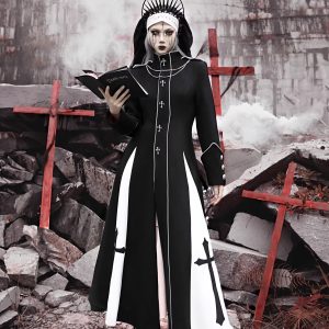 the nun judges the gothic dark heavy heavy cross woolen coat for christmas