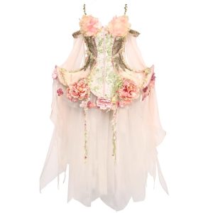 forest spirit flower goddess fishbone chest dress, fairy like and ethereal dress
