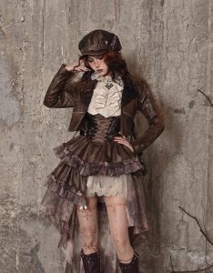 exile journey steampunk maillard pu chest strap strapless skirt for christmas