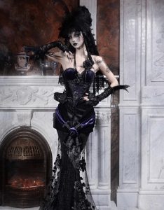 a magnificent gothic embroidered fishtail dress dress for the day of mourning