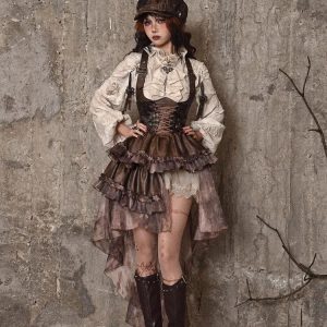exile journey steampunk maillard pu chest strap strapless skirt for christmas
