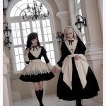 lolita gothic sister black long and short op sleeve apron